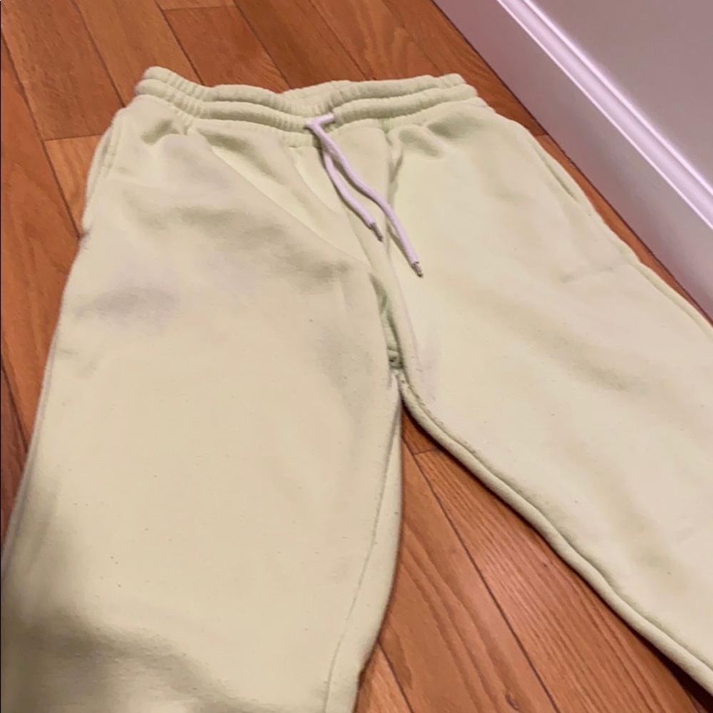 Bright green sweatpants